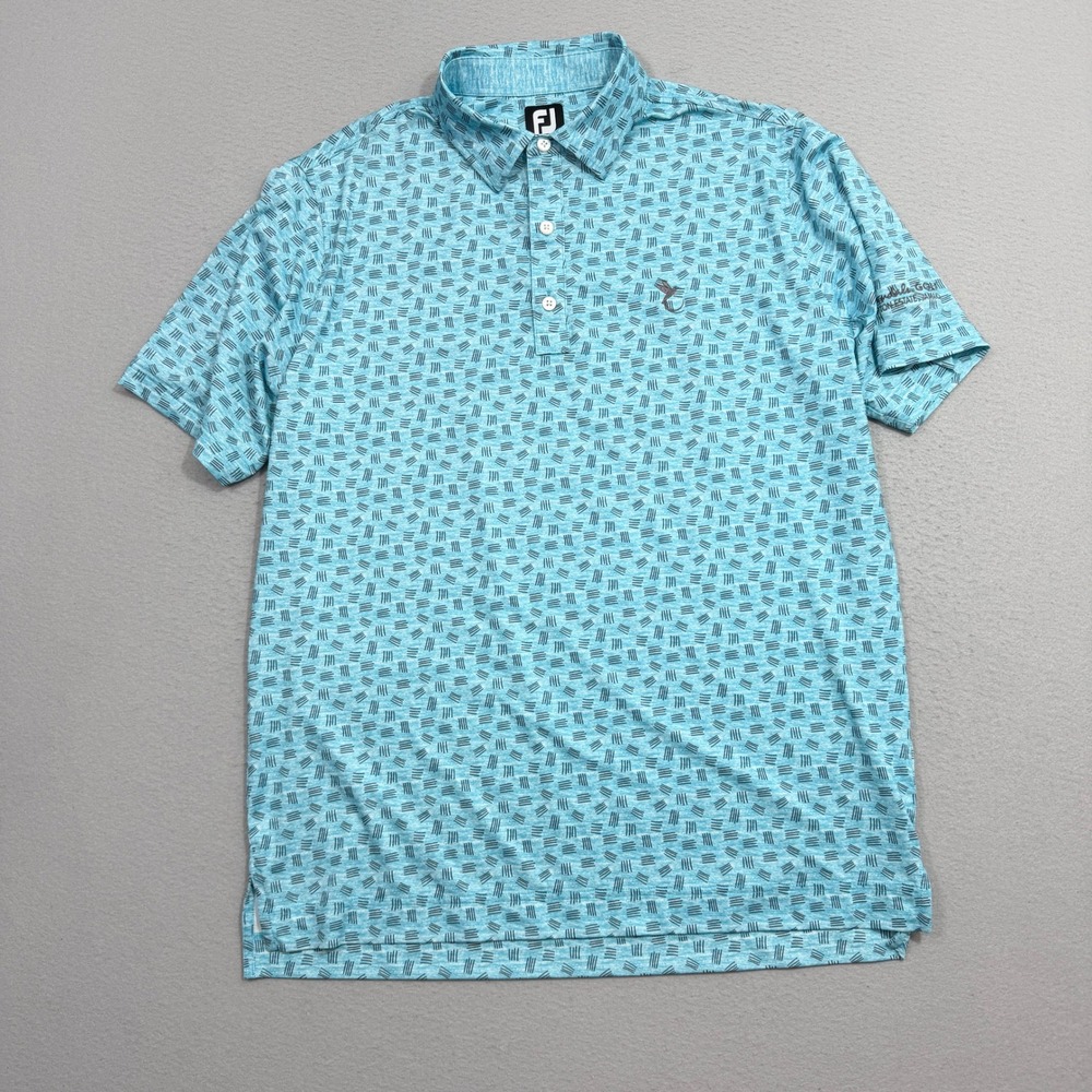 FootJoy Polo Mens Large Blue Sandals Golf Upton Estate Jamaica Performance Shirt